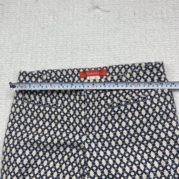 Cartonnier Women's Blue/Off-White Pants Boho Geometric Pattern AOP Size 0 - Picture 5 of 11
